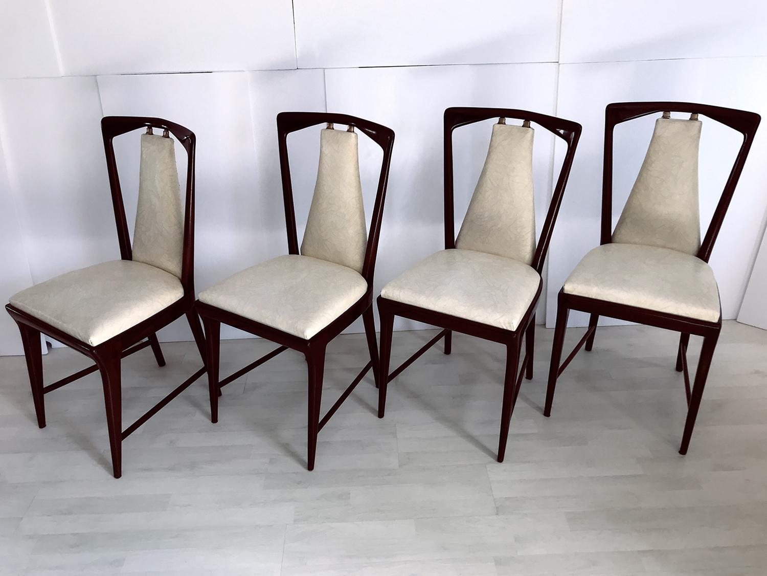 Wood Italian Mid-Century Dining Chairs by Osvaldo Borsani, Set of Four, 1950s