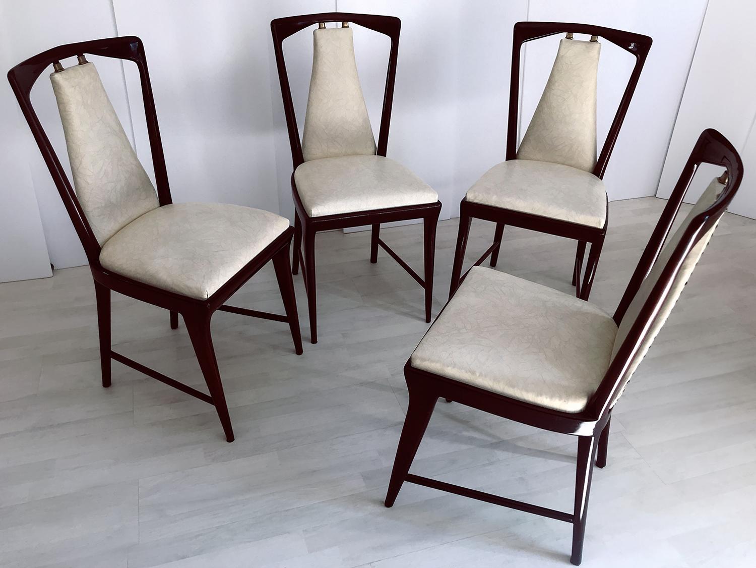 Italian Mid-Century Dining Chairs by Osvaldo Borsani, Set of Four, 1950s 7
