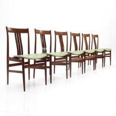 Italian Midcentury Dining Chairs with Green Seat, 1960s, Set of 6