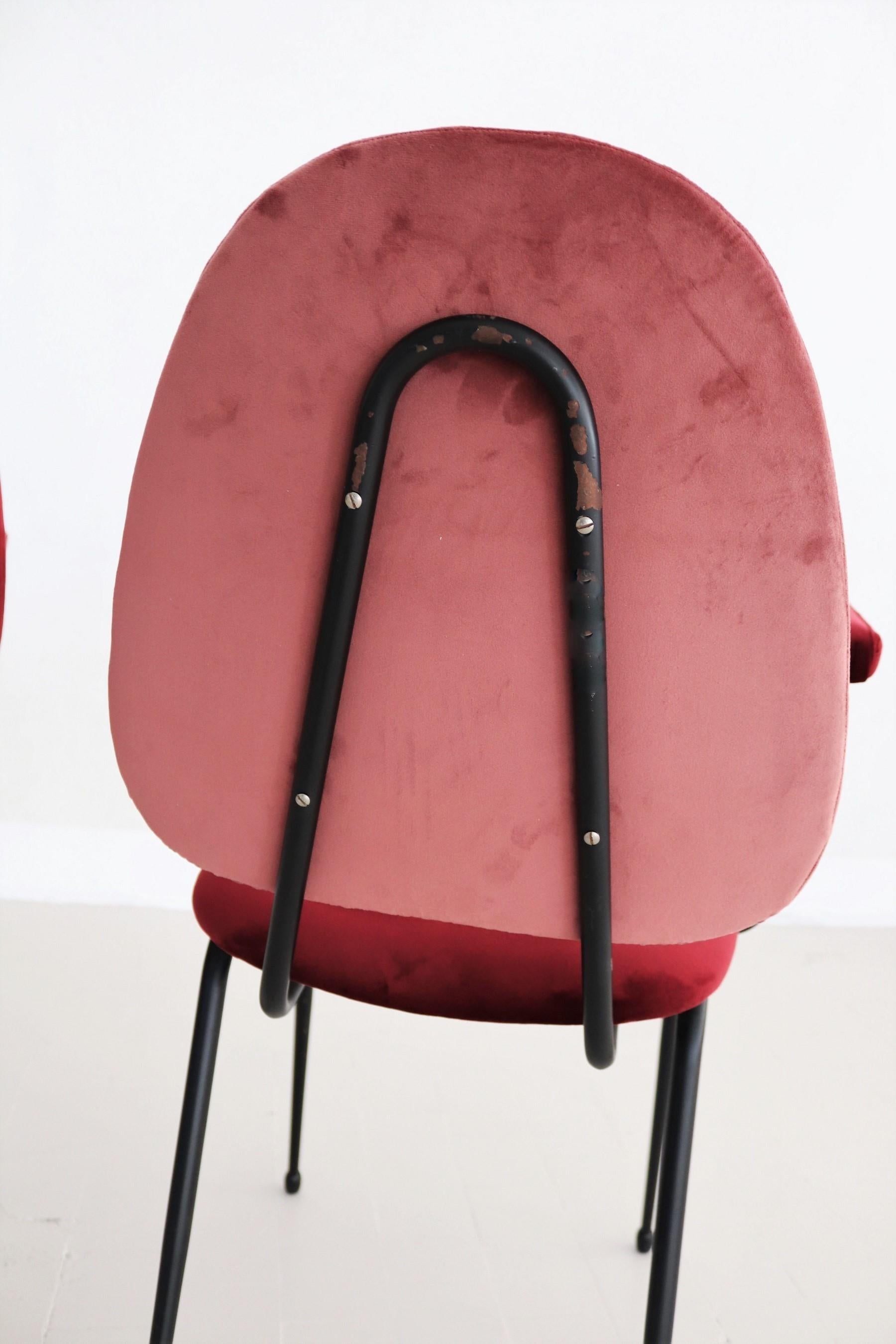 Italian Mid-Century Dining Room Chairs Re-Upholstered in Velvet, 1960s 4