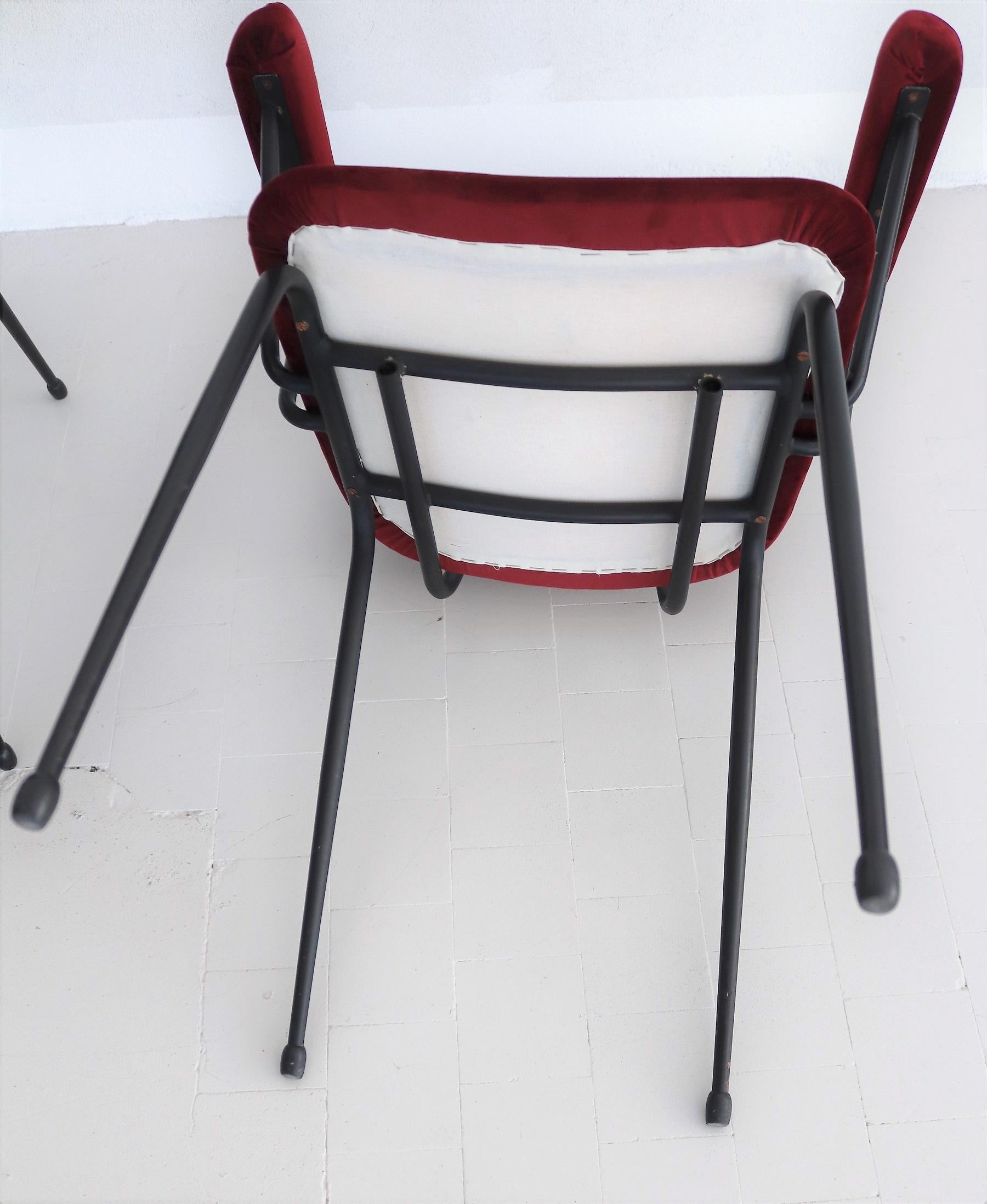 Italian Mid-Century Dining Room Chairs Re-Upholstered in Velvet, 1960s 9
