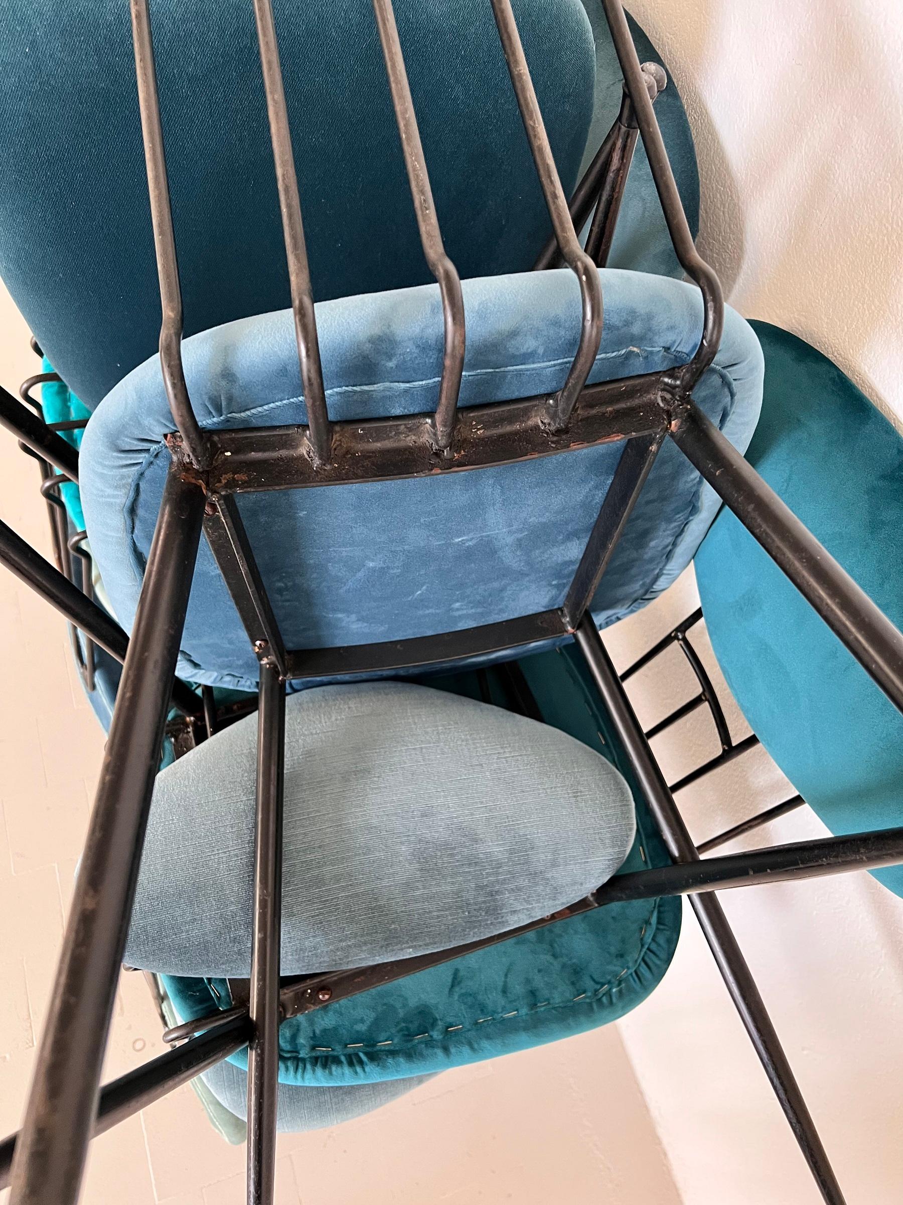 Italian Midcentury Dining Room Chairs Re-Upholstered in Velvet, 1960s For Sale 9