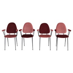 Italian Mid-Century Dining Room Chairs Re-Upholstered in Velvet, 1960s