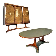 Italienisches Mid-Century-Esstischset mit Sideboard und Tisch von Vittorio Dassi, 1950er Jahre