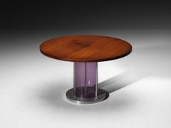 Italian Mid-Century Dining Table in Bright Purple Plexiglass, Aluminum and Wood