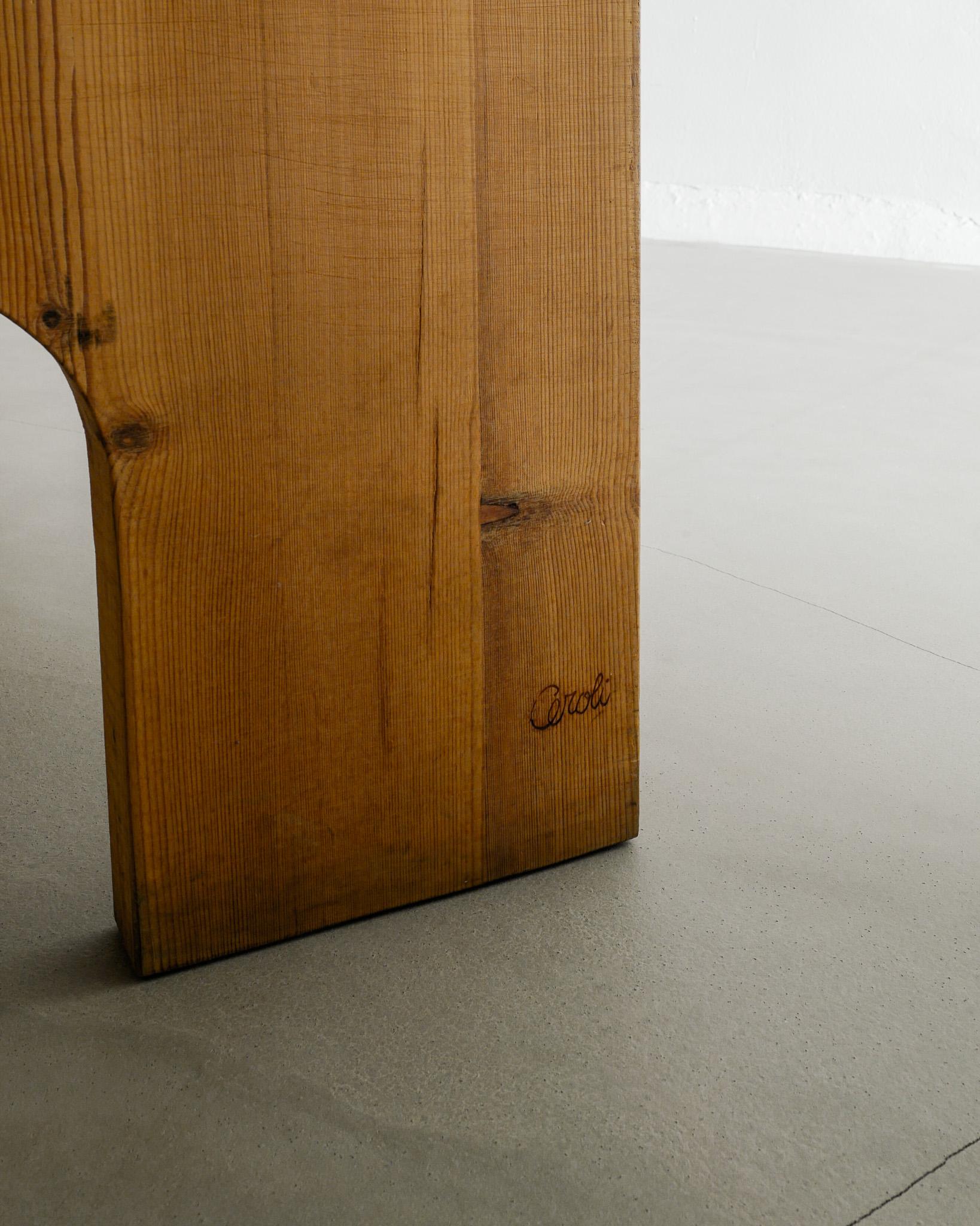 Pin Table de salle à manger italienne du milieu du siècle en pin par Mario Ceroli pour Poltronova, 1970 en vente