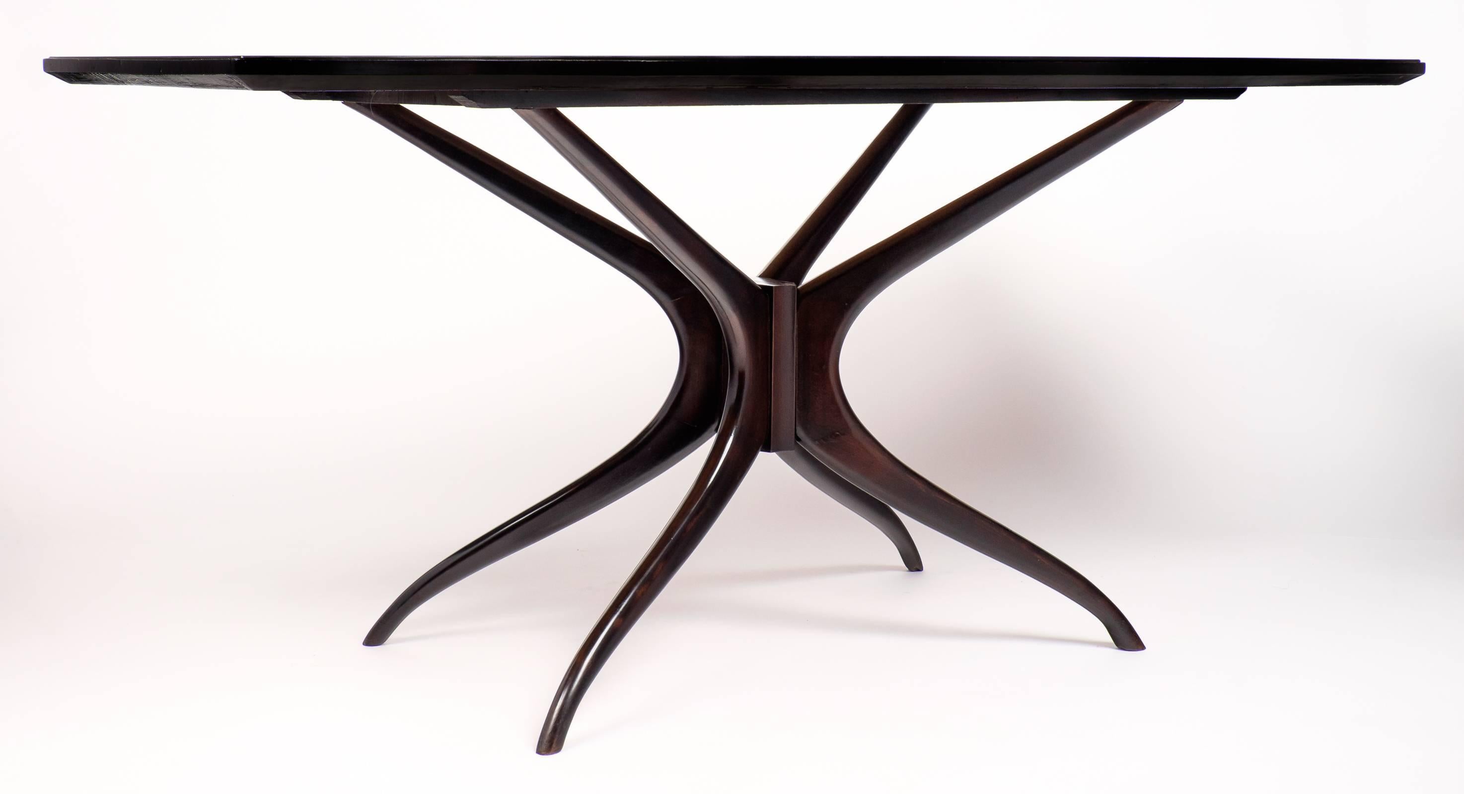 Polished Italian Midcentury Dining Table in the Manner of Ico Parisi