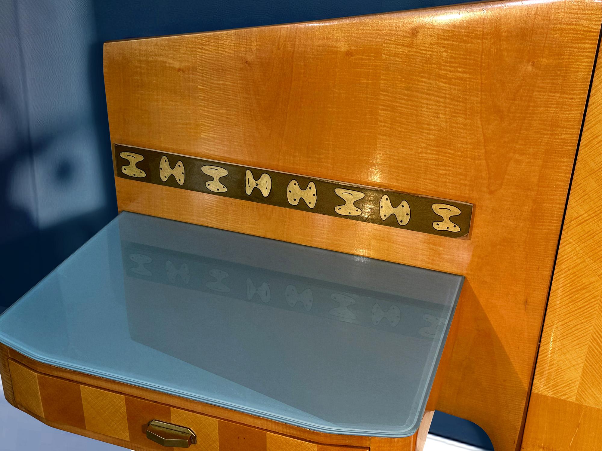 Italian Mid-Century Double Bed with Floating Nightstands by Dassi for Gio Ponti For Sale 8