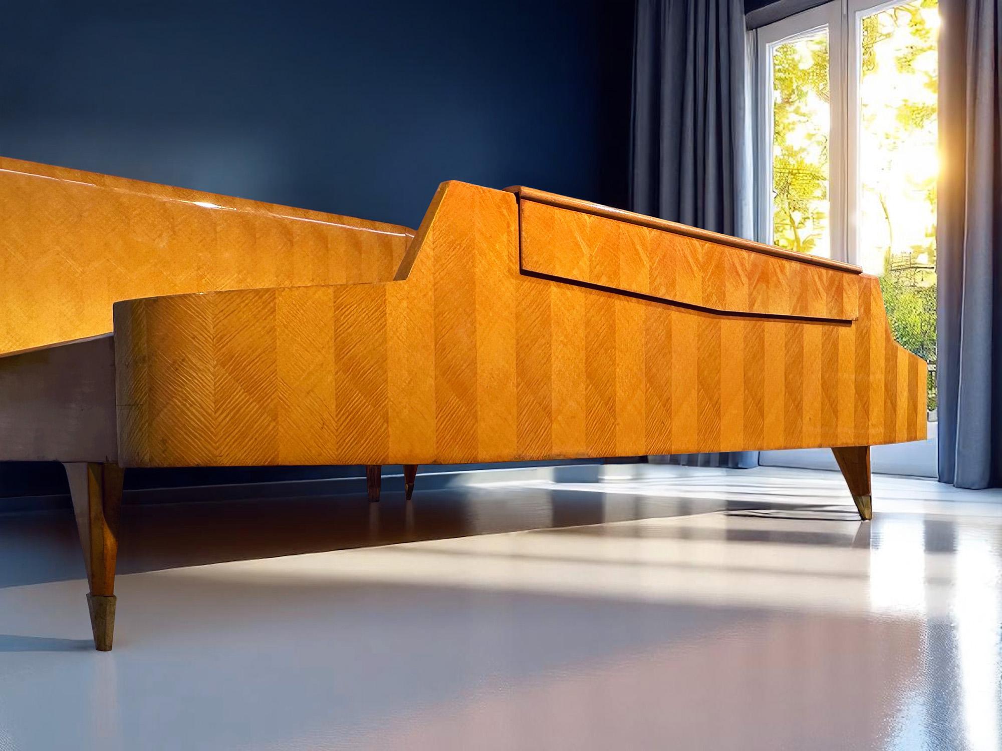 Italian Mid-Century Double Bed with Floating Nightstands by Dassi for Gio Ponti For Sale 1
