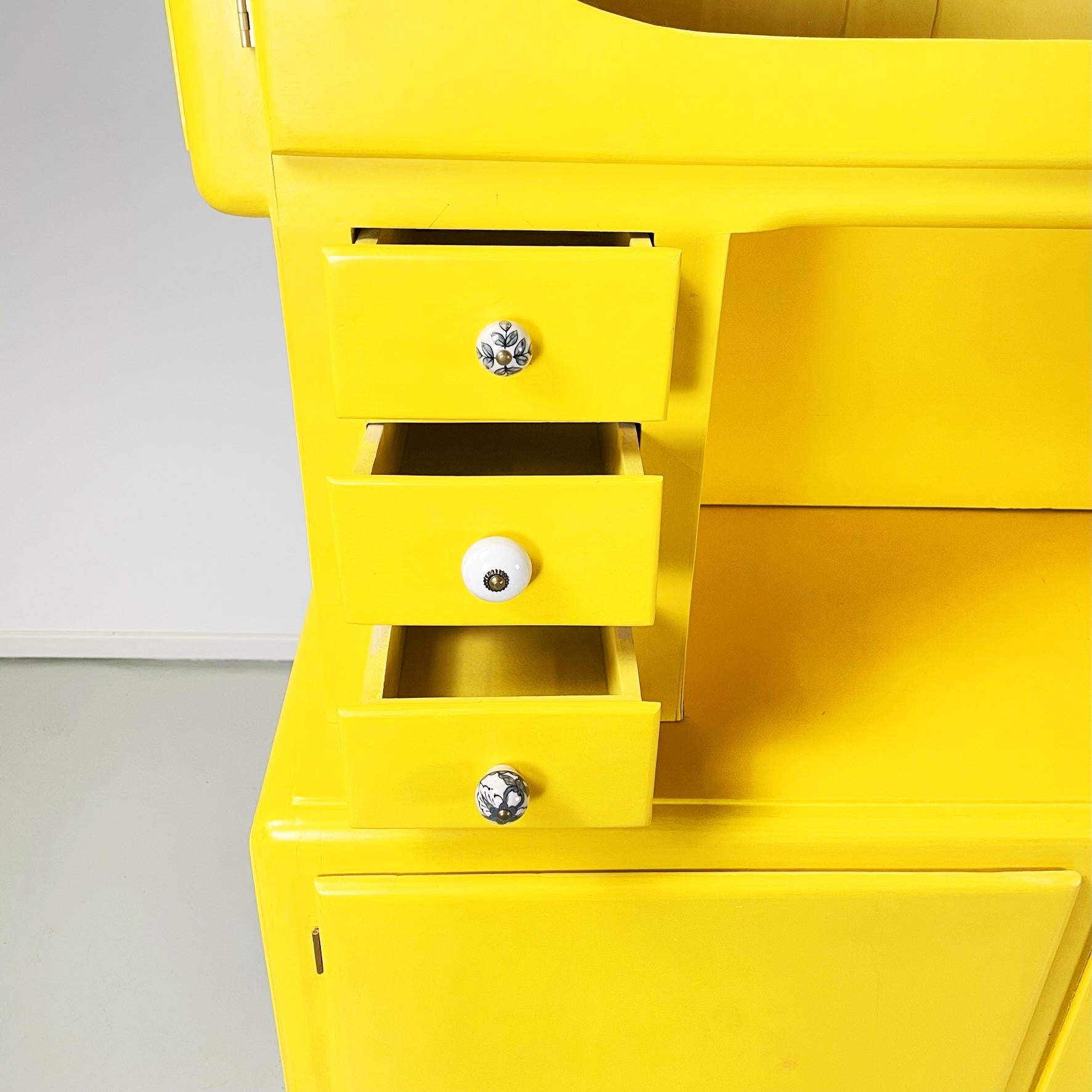 Italian Mid-Century Double Body Chest of Drawers in Bright Yellow Wood, 1960s 5