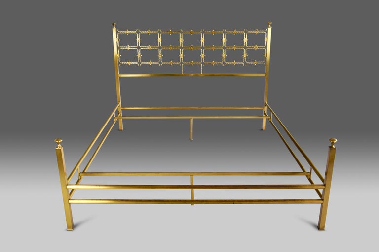 Italian Mid Century Double Brass Bed by Osvaldo Borsani For Sale at 1stDibs