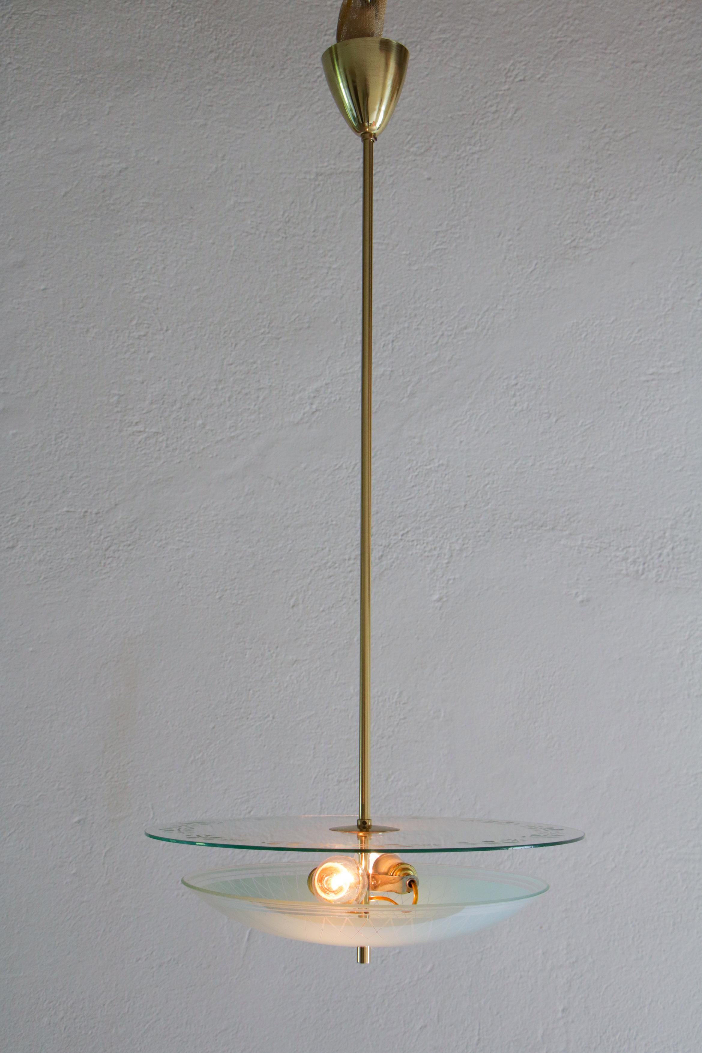 Mid-Century Modern Italian Mid-Century Double Disc Pendant Lamp in Turquoise Color, 1950s For Sale