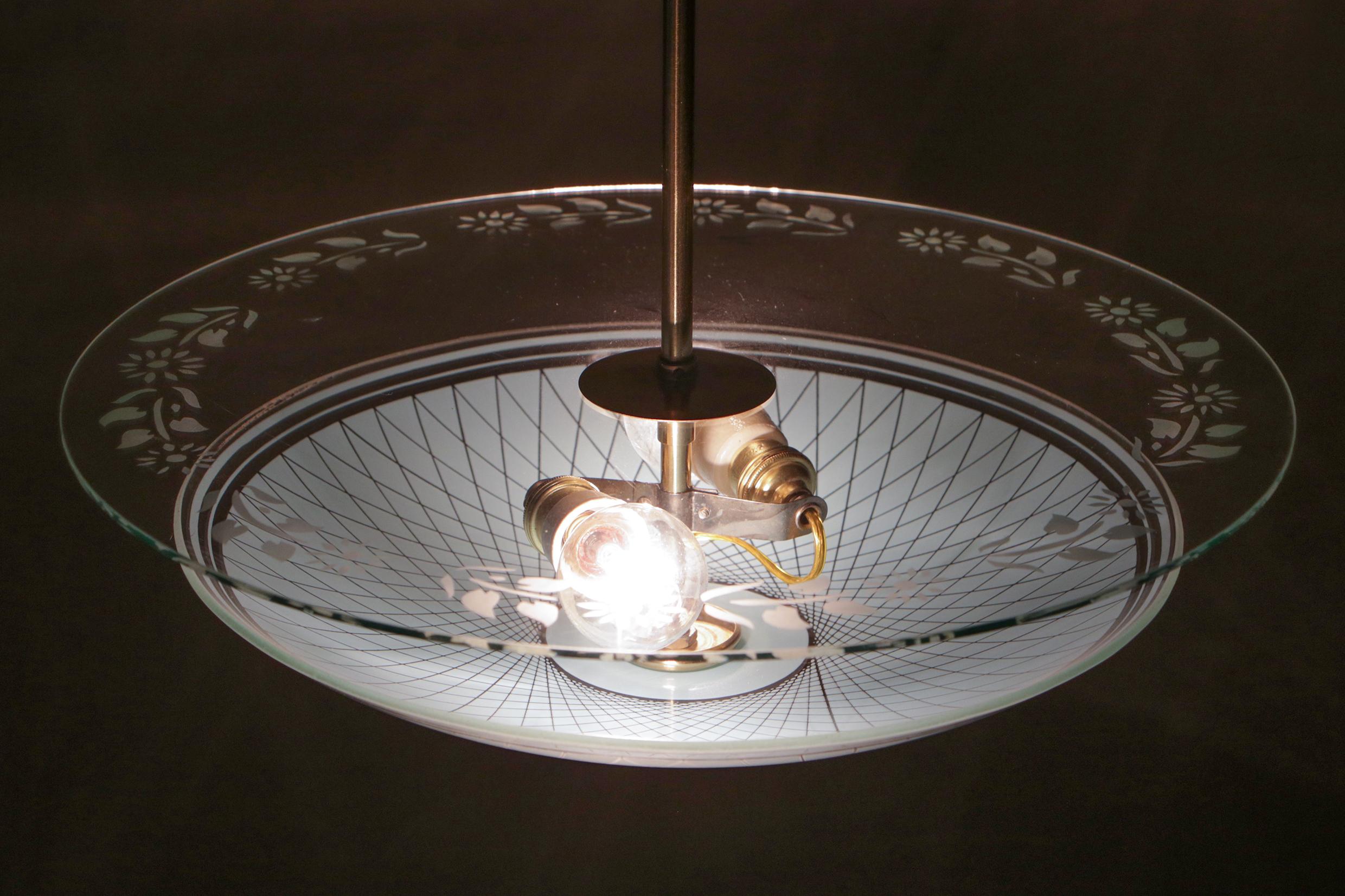 Lampada a sospensione a doppio disco in turchese, anni '50, Italia, metà del secolo scorso in vendita 2