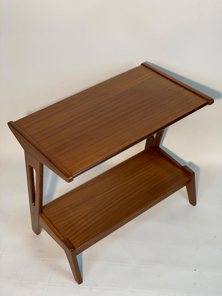 Wood Italian Mid Century Double Shelf Side Table