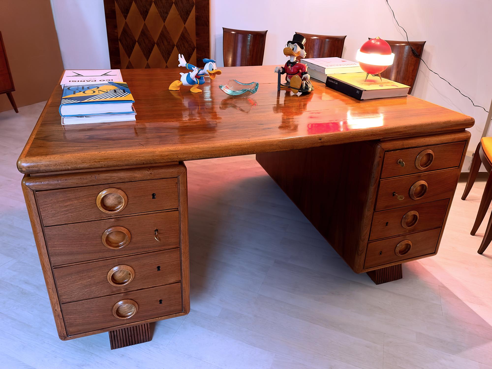 Italian Mid-Century Double-Sided Desk by Paolo Buffa, 1950s For Sale 9