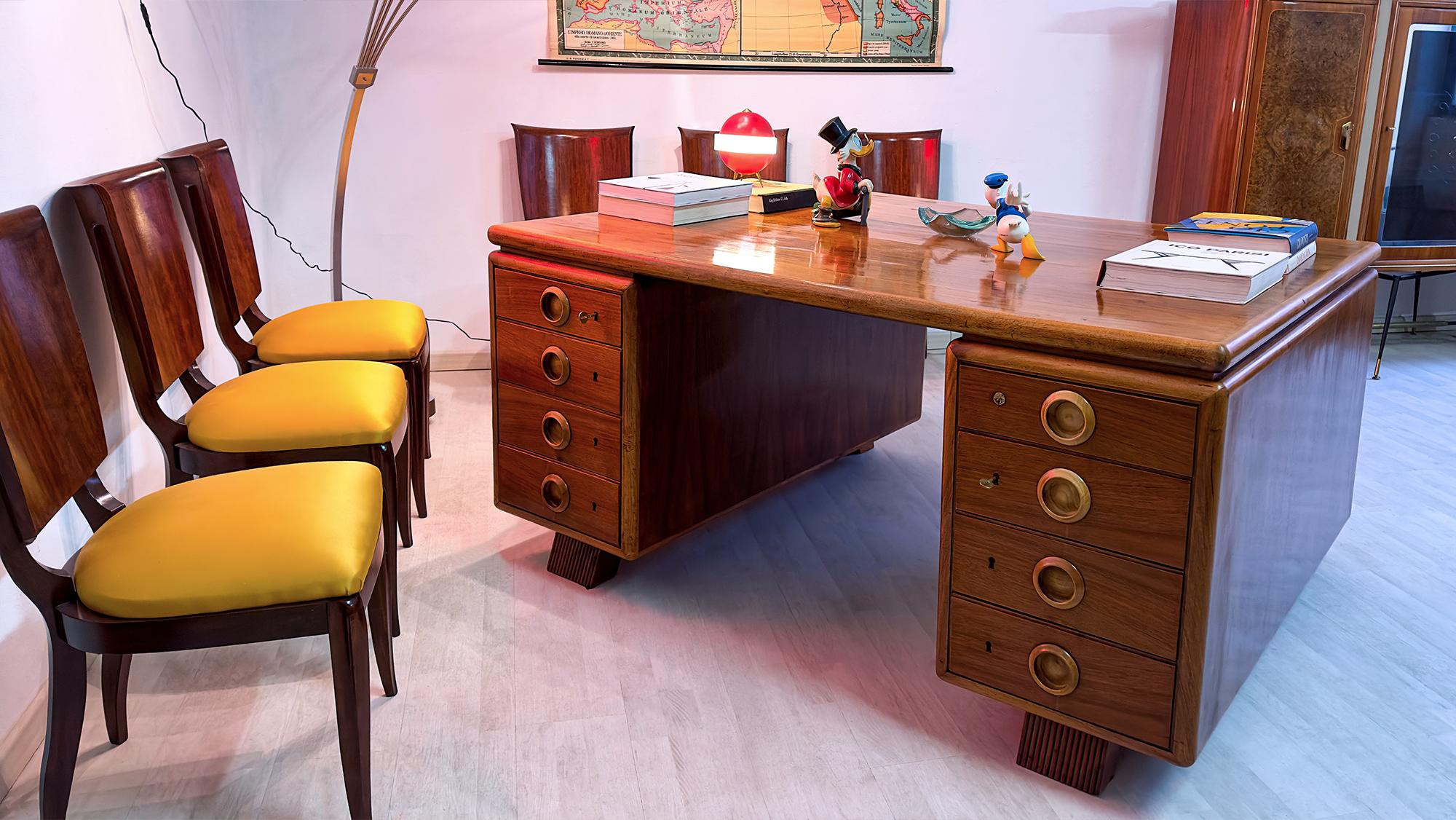 Italian Mid-Century Double-Sided Desk by Paolo Buffa, 1950s For Sale 11