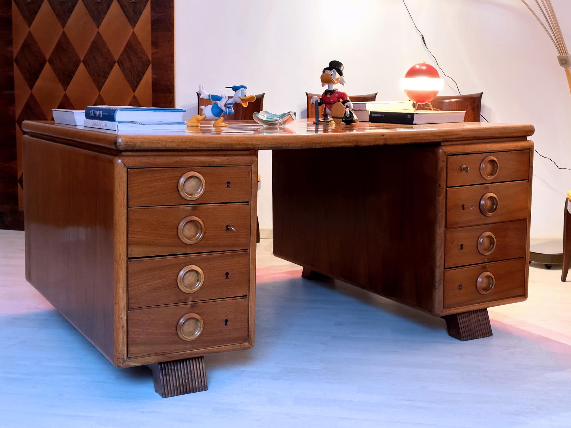 20th Century Italian Mid-Century Double-Sided Desk by Paolo Buffa, 1950s For Sale
