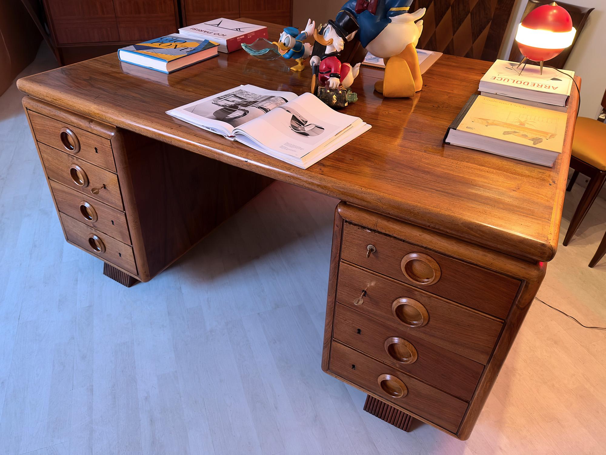 Italian Mid-Century Double-Sided Desk by Paolo Buffa, 1950s For Sale 3