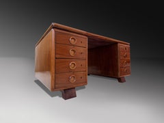 Italian Mid-Century Double-Sided Walnut Desk by Paolo Buffa, 1950s