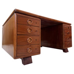 Italian Mid-Century Double-Sided Walnut Desk by Paolo Buffa, 1950s