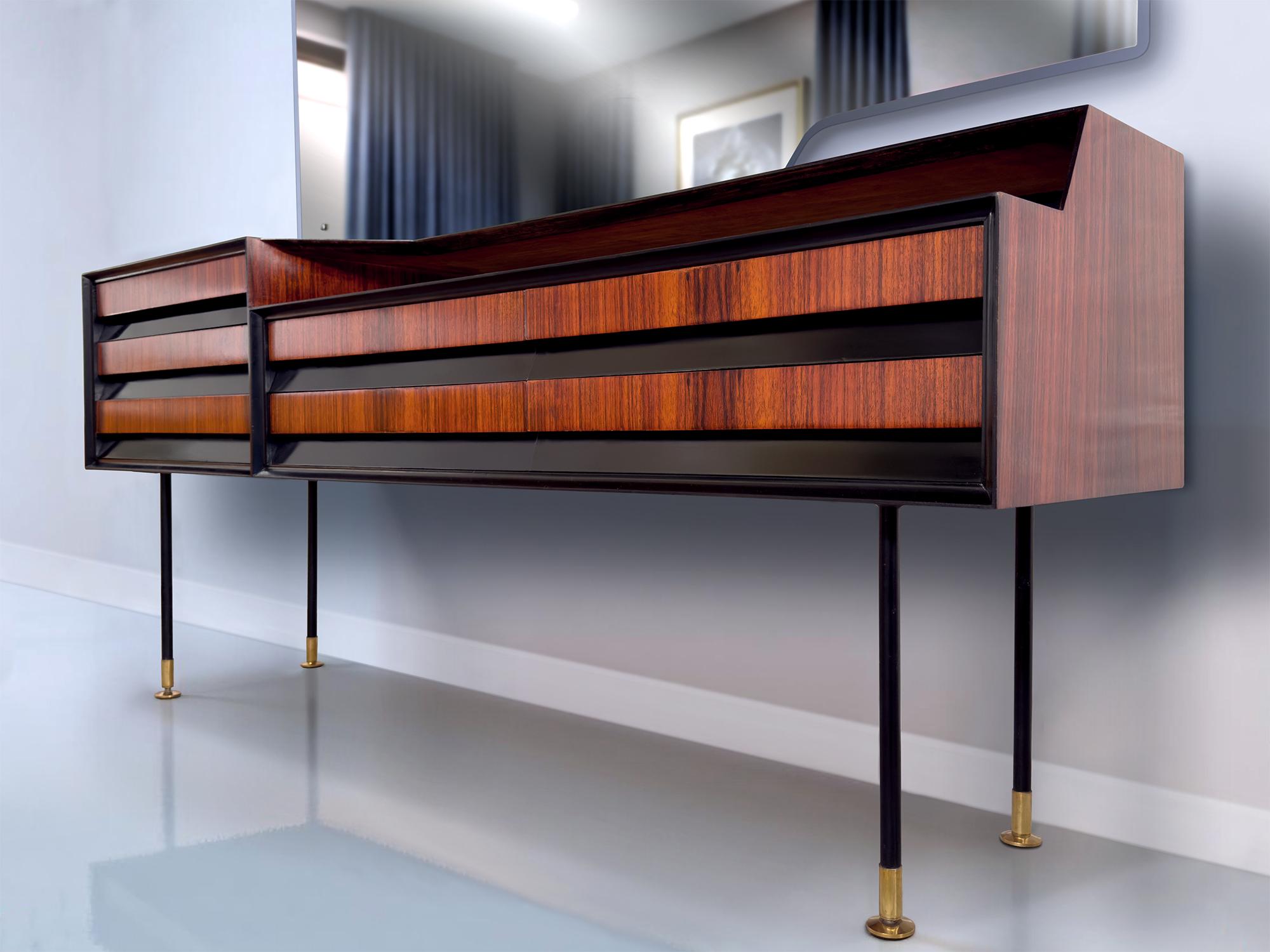 Italian Mid-Century Dresser with Mirror by Vittorio Dassi, 1950s 1
