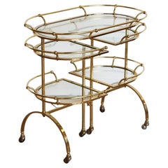 Italian Mid-Century Drinks Trolley of Brass and Glass with Extending Sides