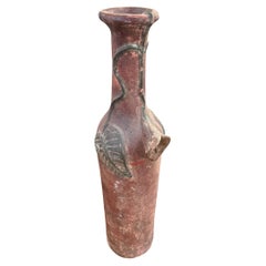 Antique Italian Mid-Century Earthenware Tall Flower Vase