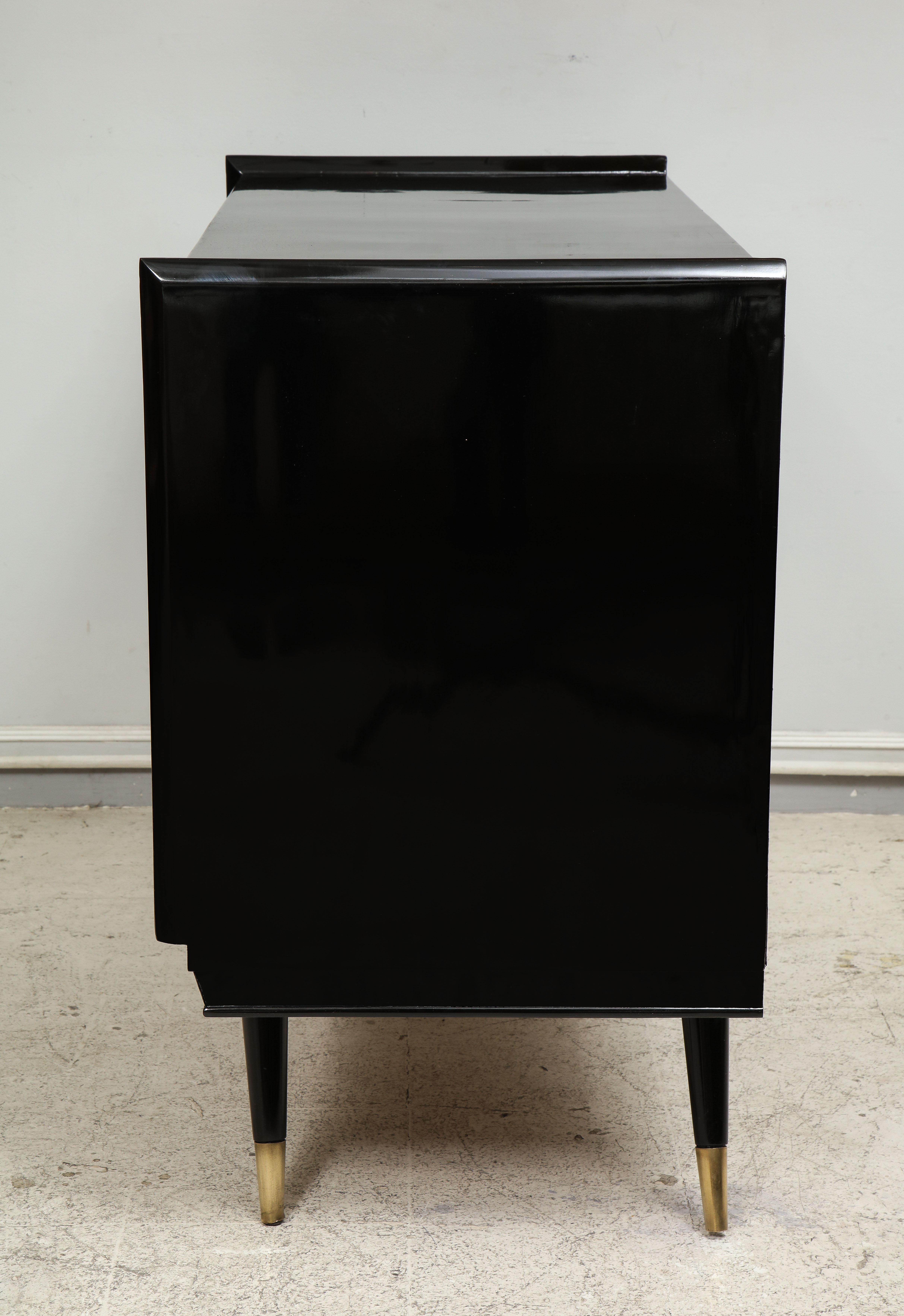 Italian Midcentury Ebonized Parchment Chest of Drawers 2