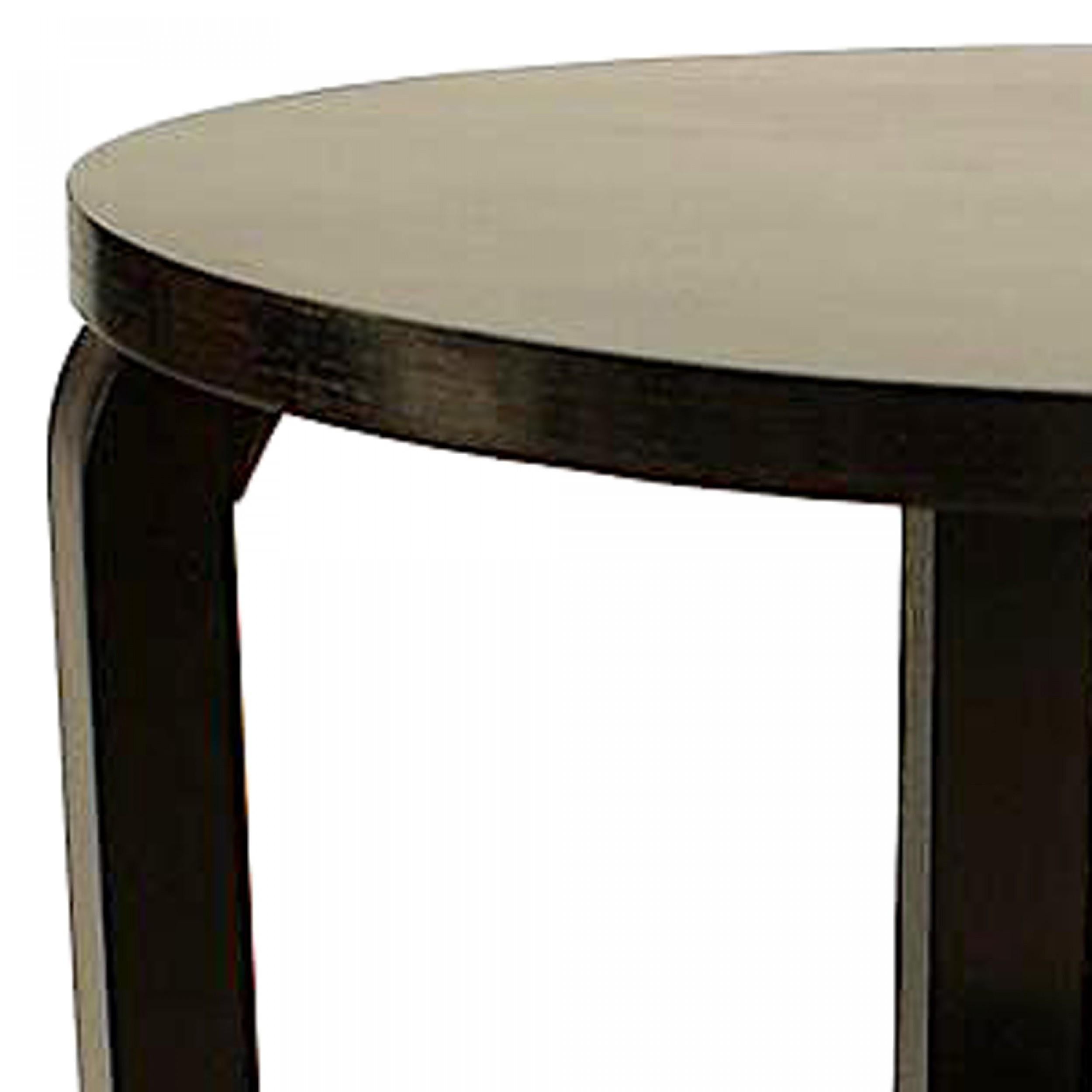 Etched Italian Mid-Century Ebonized Round End Table