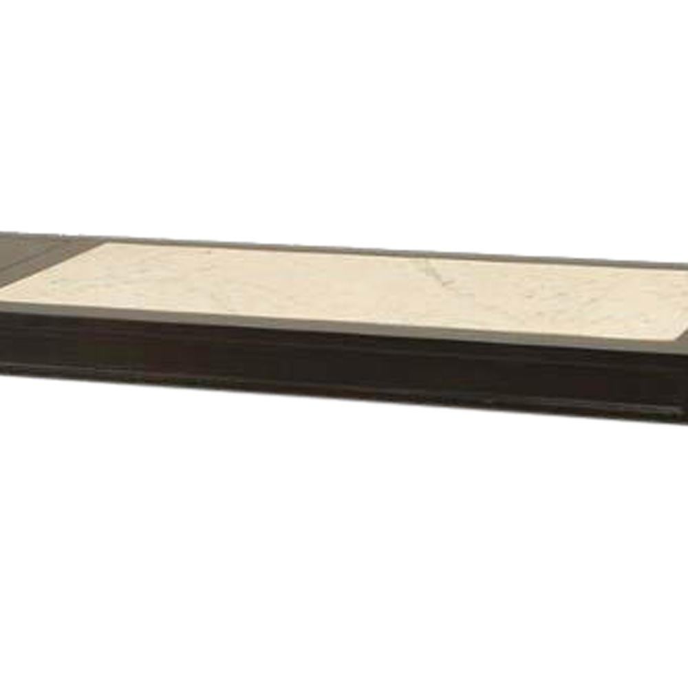 Table basse italienne du milieu du siècle en bois ébonisé et marbre beige Bon état - En vente à Queens, NY
