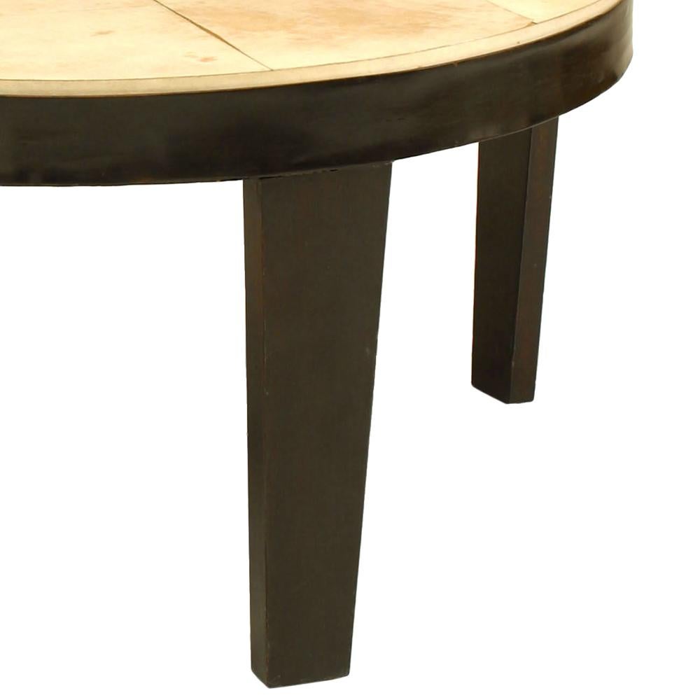 20th Century Italian Mid-Century Ebonized Wood and Parchment Top Coffee Table For Sale