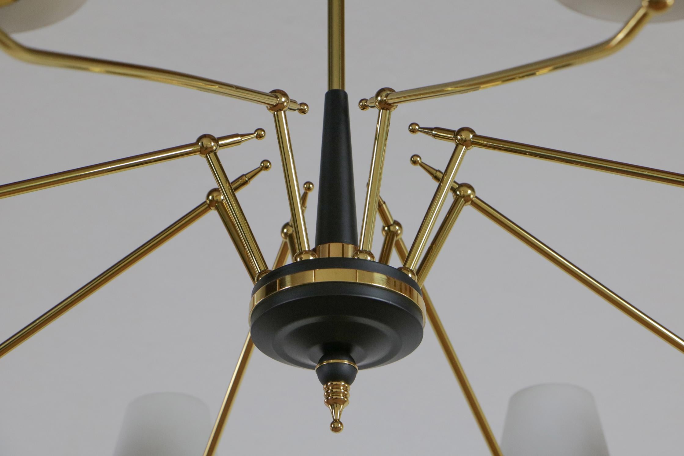 Lampadario a otto luci della metà del secolo scorso attribuito a Stilnovo, 1960 in vendita 5