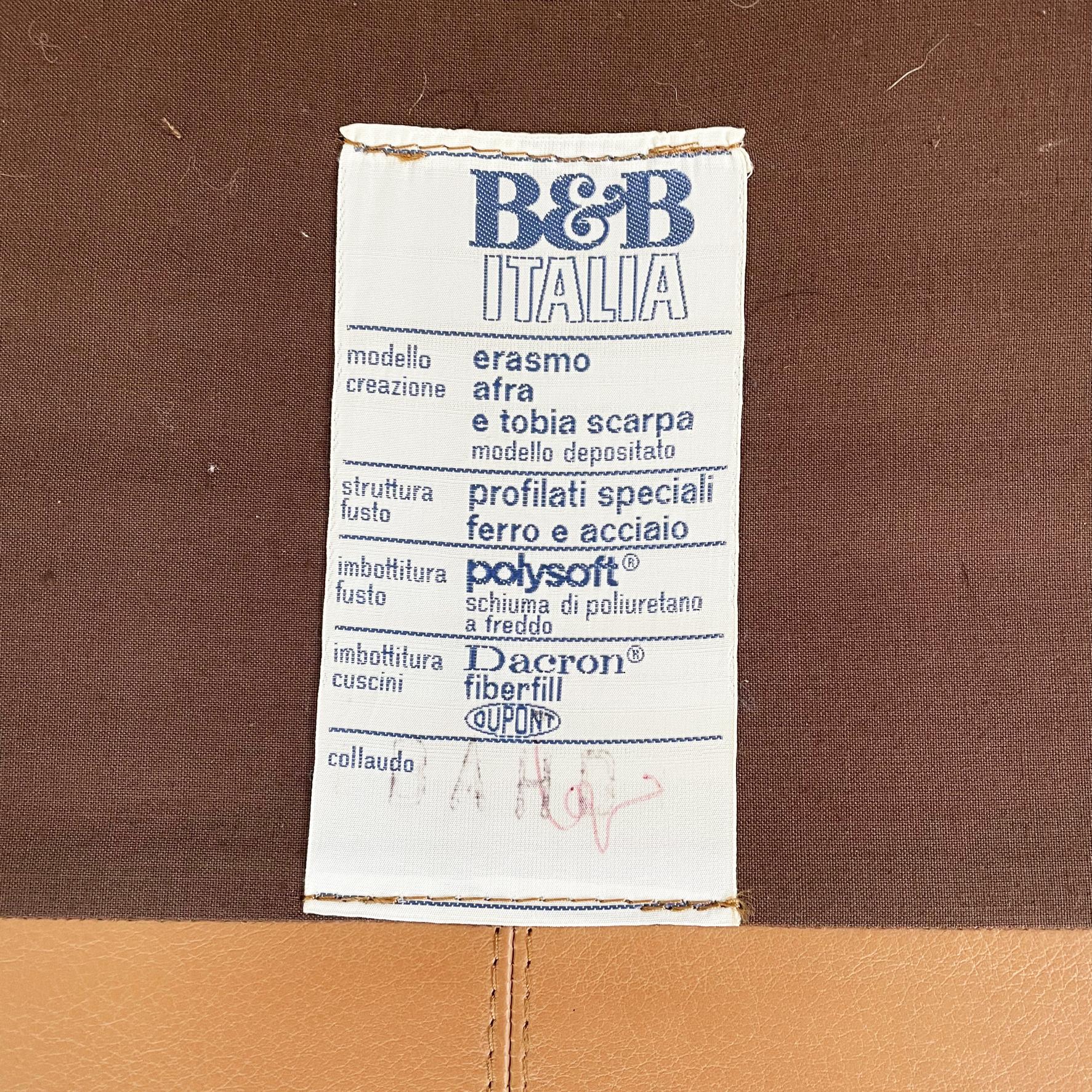 Italian Mid-Century Erasmo Brown Leather Sofa Afra and Tobia Scarpa for B&B 1980 4