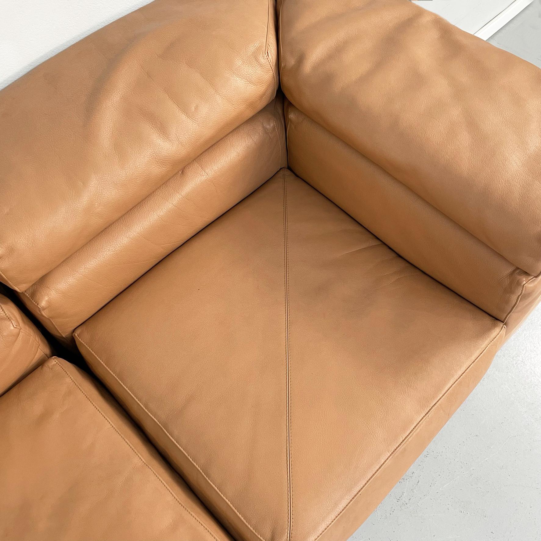 Italian Mid-Century Erasmo Brown Leather Sofa Afra and Tobia Scarpa for B&B 1980 8