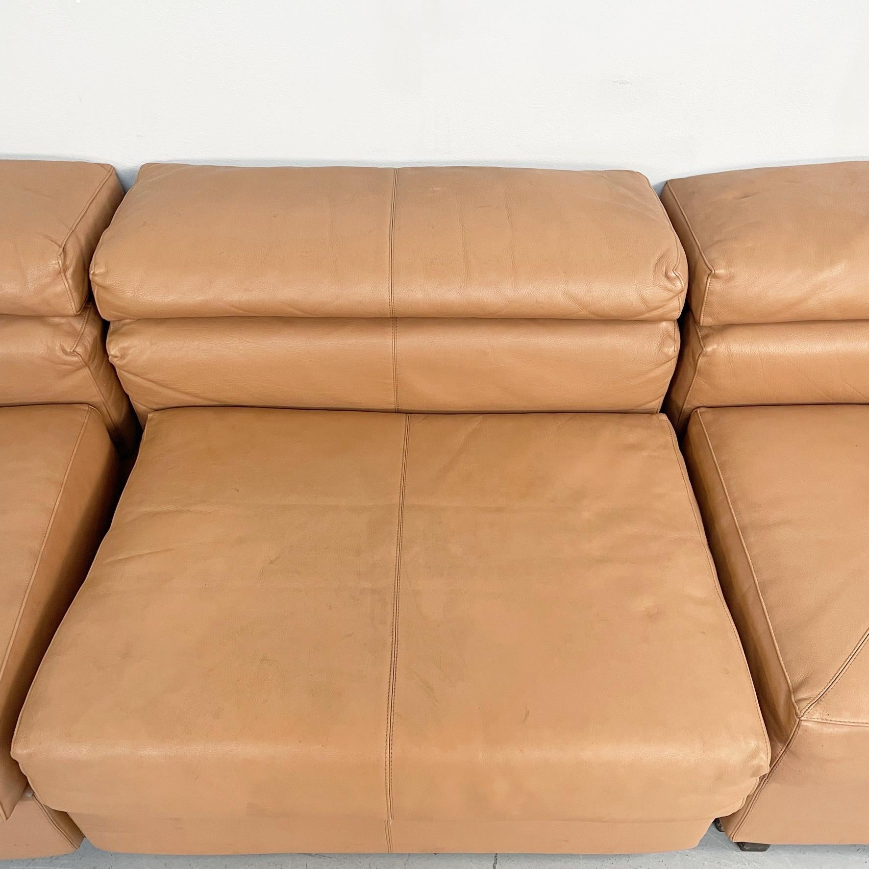 Italian Mid-Century Erasmo Brown Leather Sofa Afra and Tobia Scarpa for B&B 1980 10