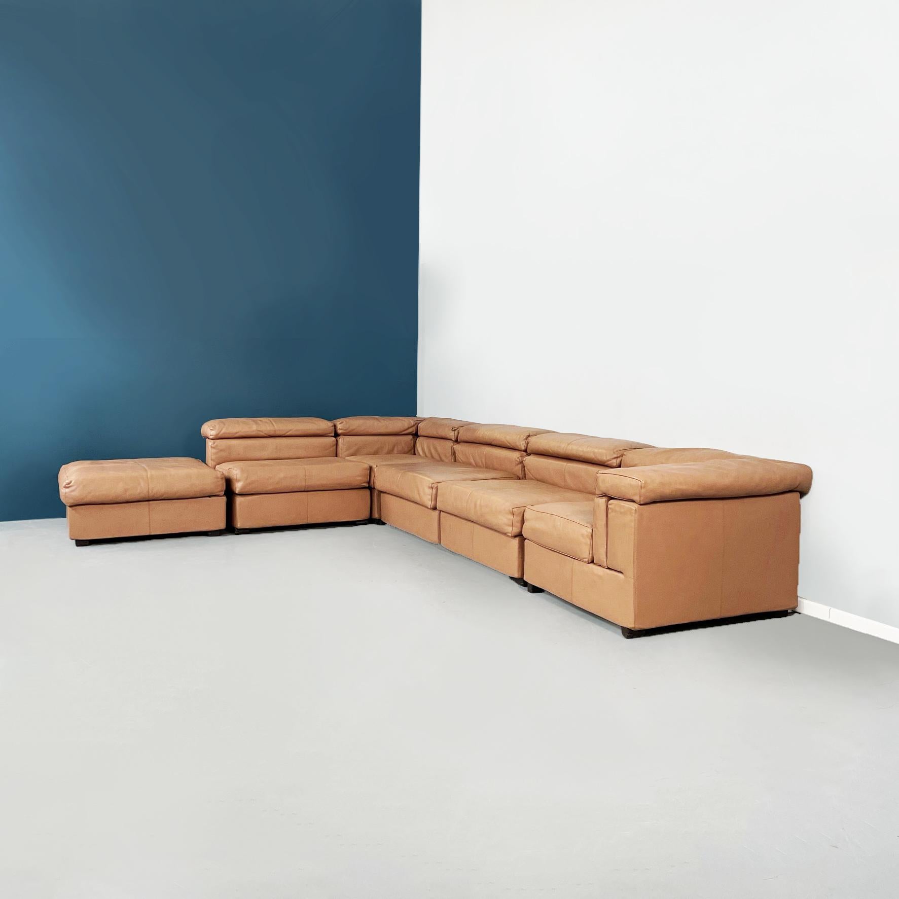Mid-Century Modern Italian Mid-Century Erasmo Brown Leather Sofa Afra and Tobia Scarpa for B&B 1980