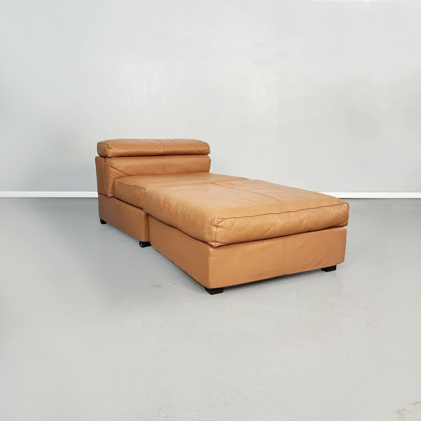Italian Mid-Century Erasmo Brown Leather Sofa Afra and Tobia Scarpa for B&B 1980 2