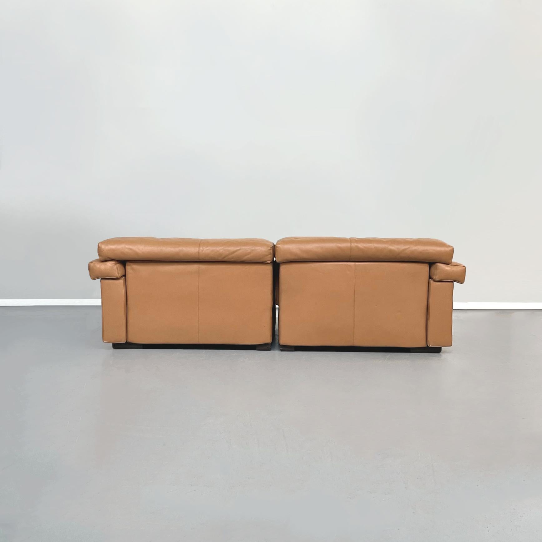 Italian Mid-Century Erasmo Brown Leather Sofa Afra and Tobia Scarpa for B&B 1980 3