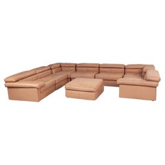 Italienisches Mid-Century Erasmo Brown Ledersofa Afra und Tobia Scarpa für B&B 1980