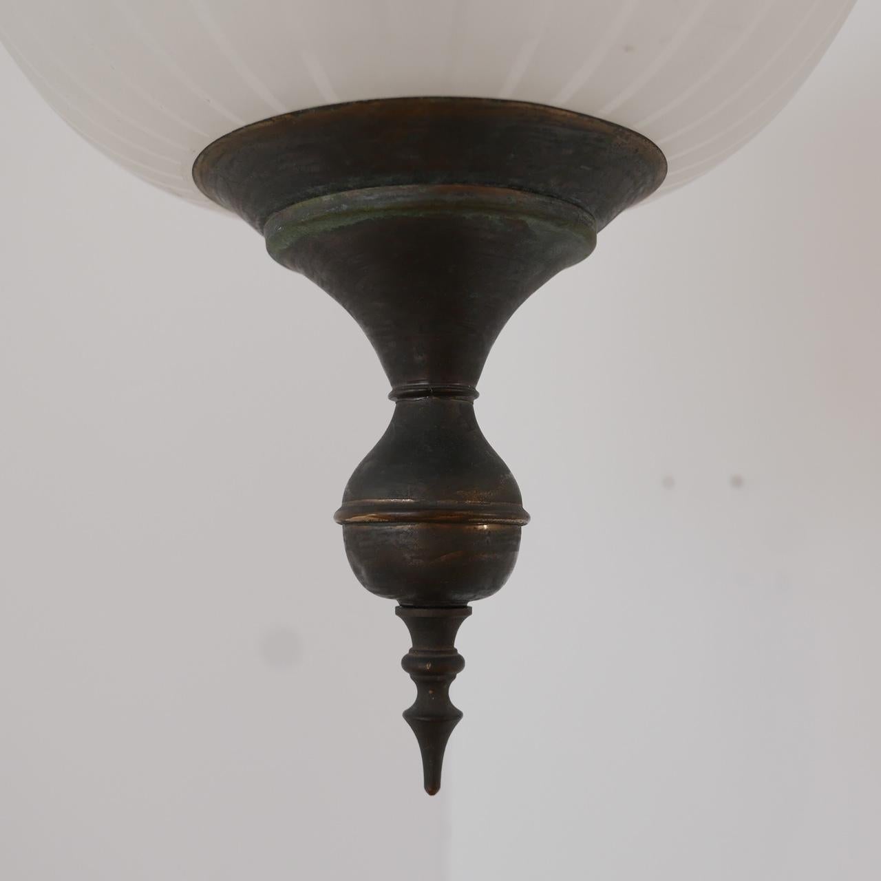 20th Century Italian Midcentury Etched Glass Pendant Light