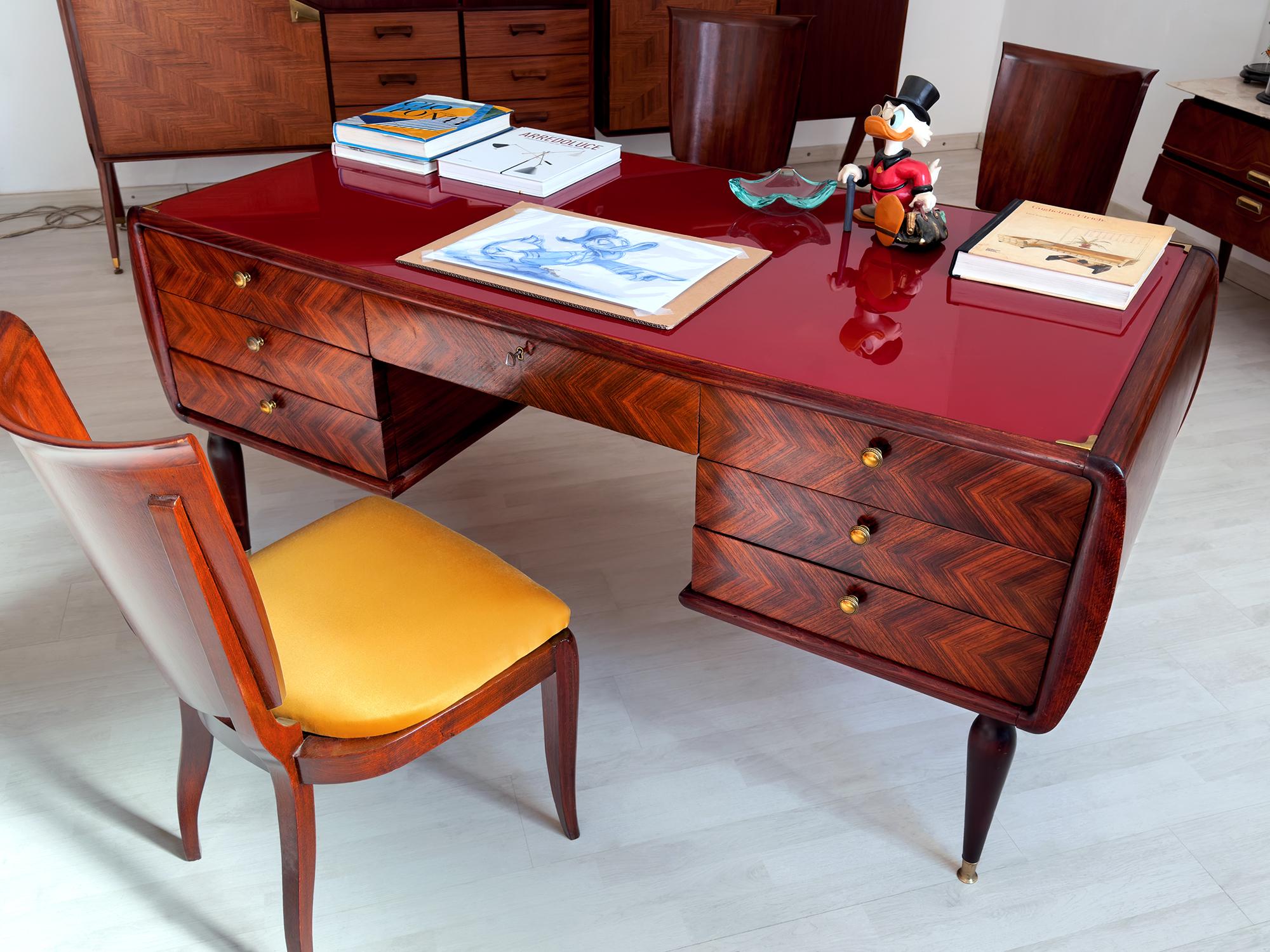 20th Century Italian Mid-Century Executive Desk Paolo Buffa Style, 1950s
