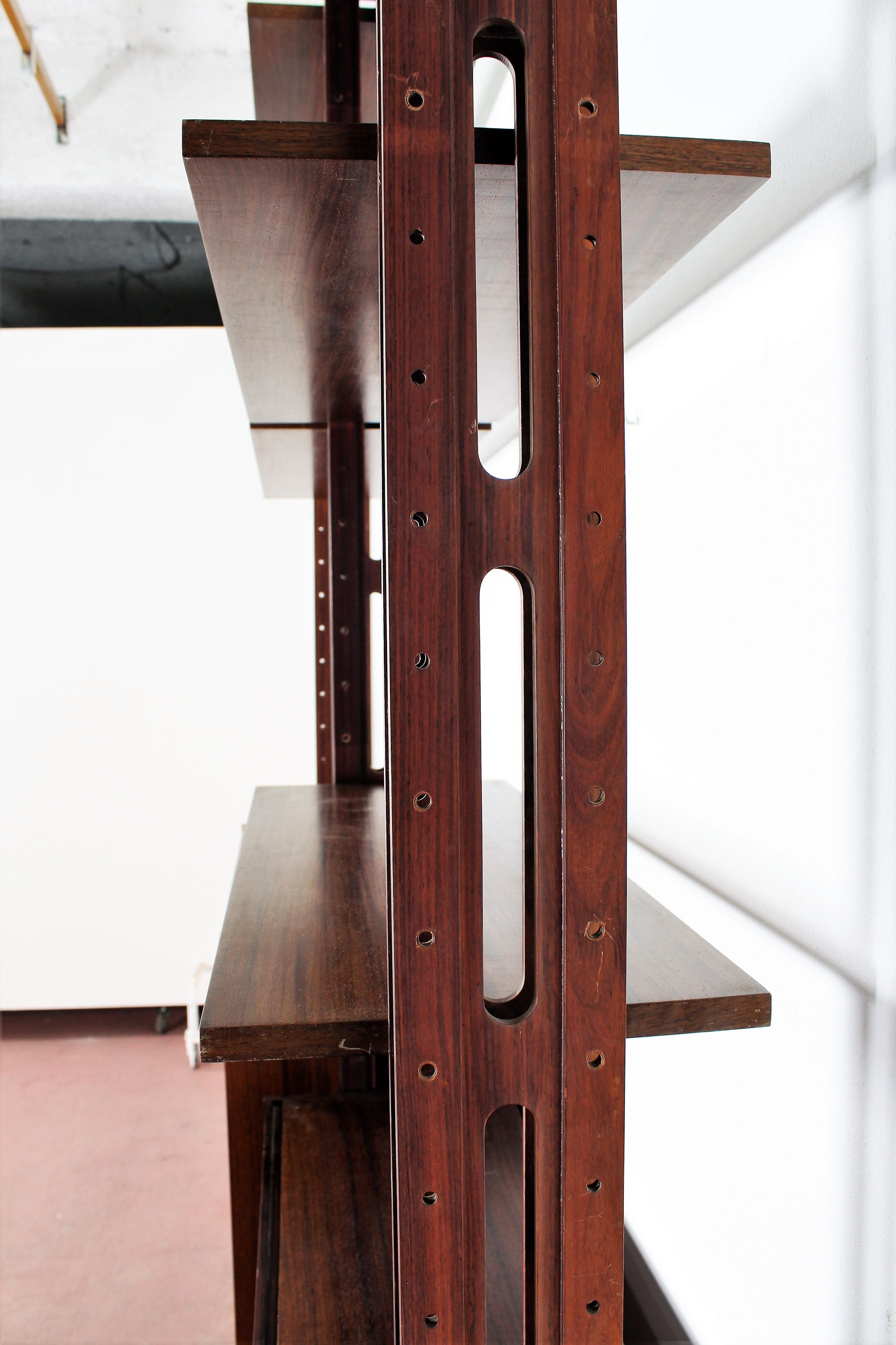 Italian Mid-Century F. Albini Adjustable Bookcase in Wood, 1960s 9