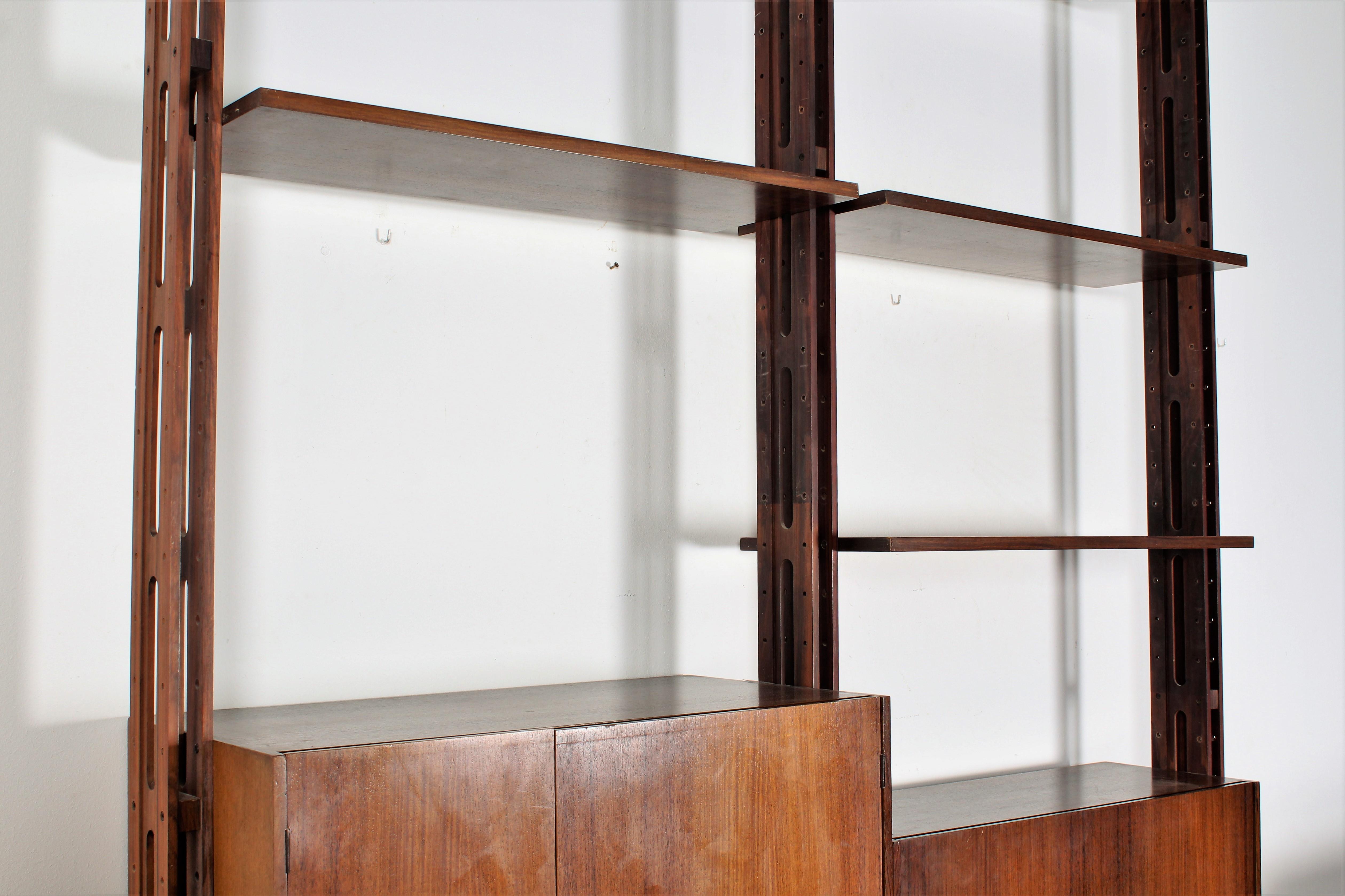 Italian Mid-Century F. Albini Adjustable Bookcase in Wood, 1960s 12
