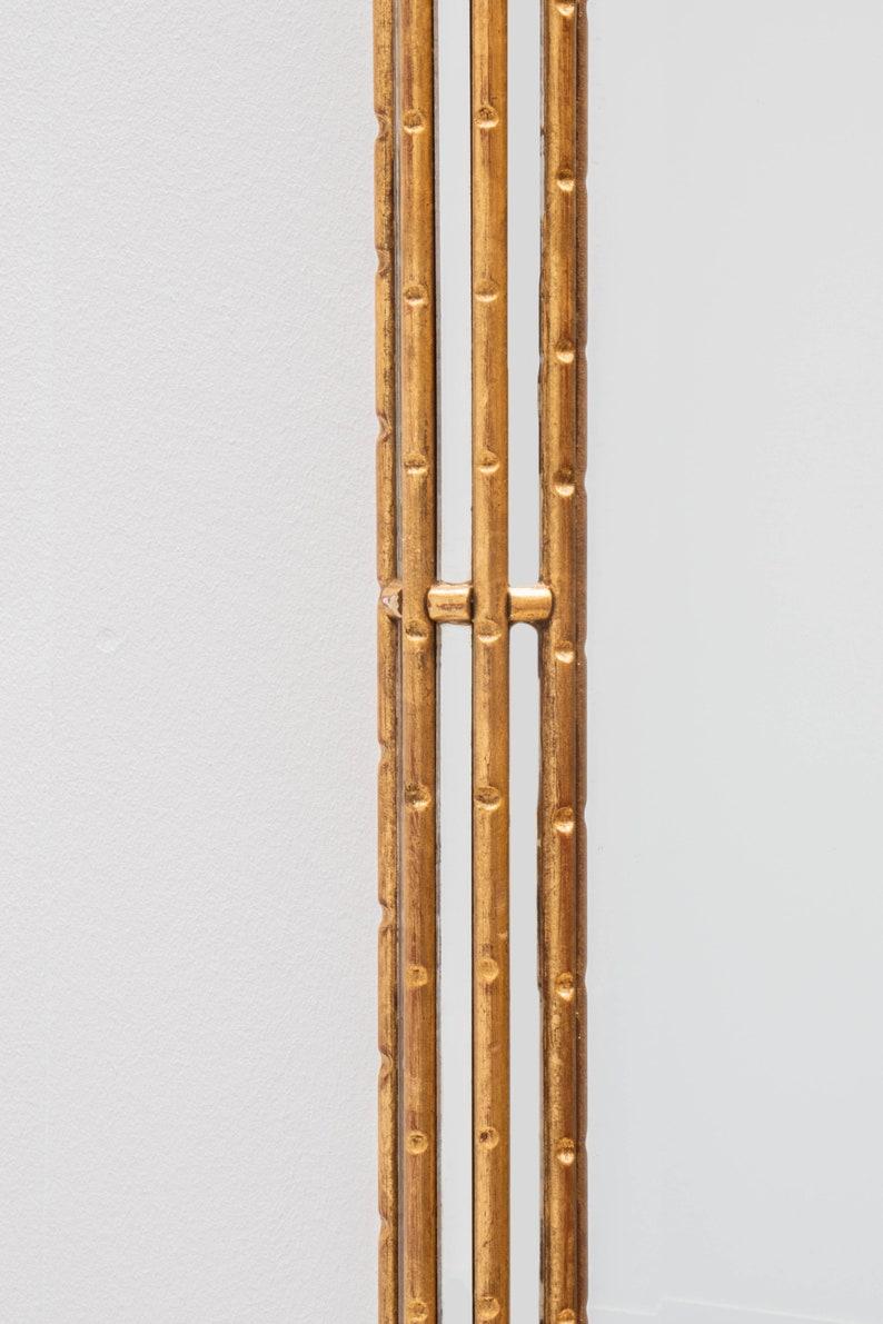 Mid-Century Modern Italian Mid-Century Faux Bamboo Mirror Gilded Wooden Frame 1970s