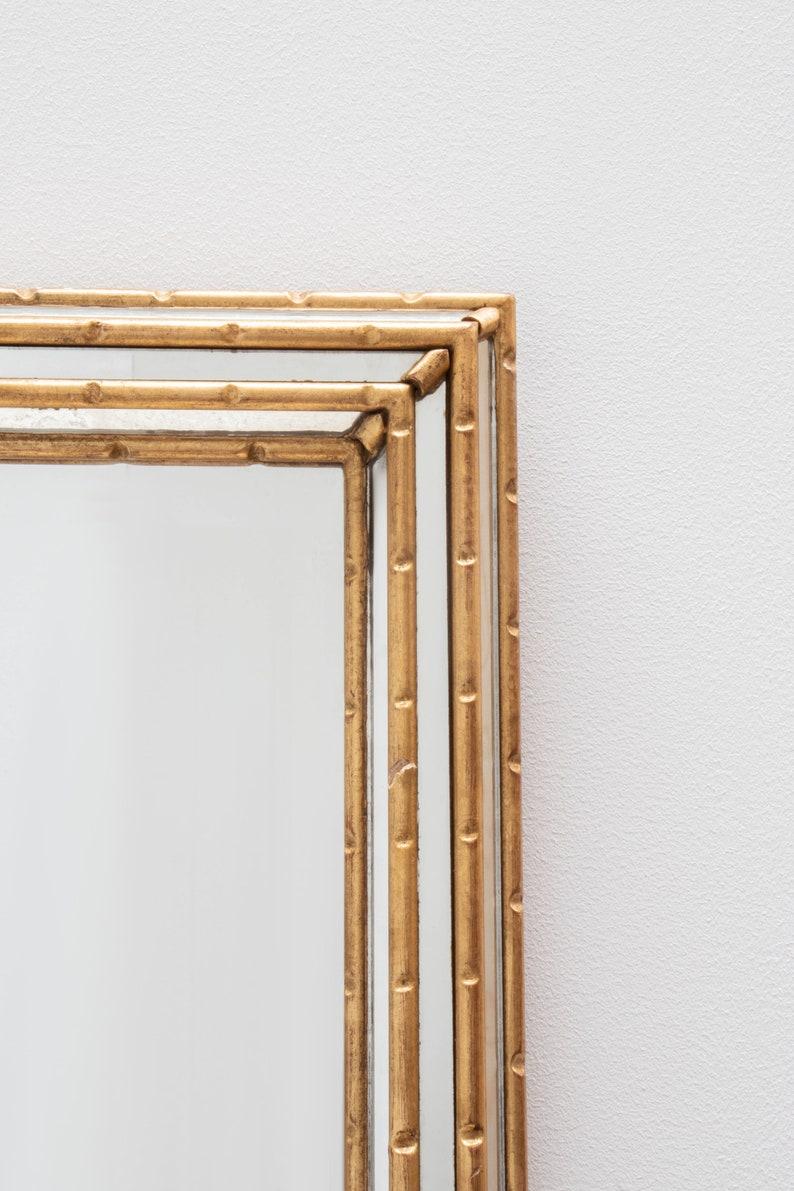 Italian Mid-Century Faux Bamboo Mirror Gilded Wooden Frame 1970s In Good Condition In Salzburg, AT