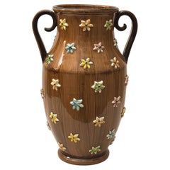 Vase urne à double poignée en faux bois italien du milieu du siècle dernier de Fratelli Fanciullacci