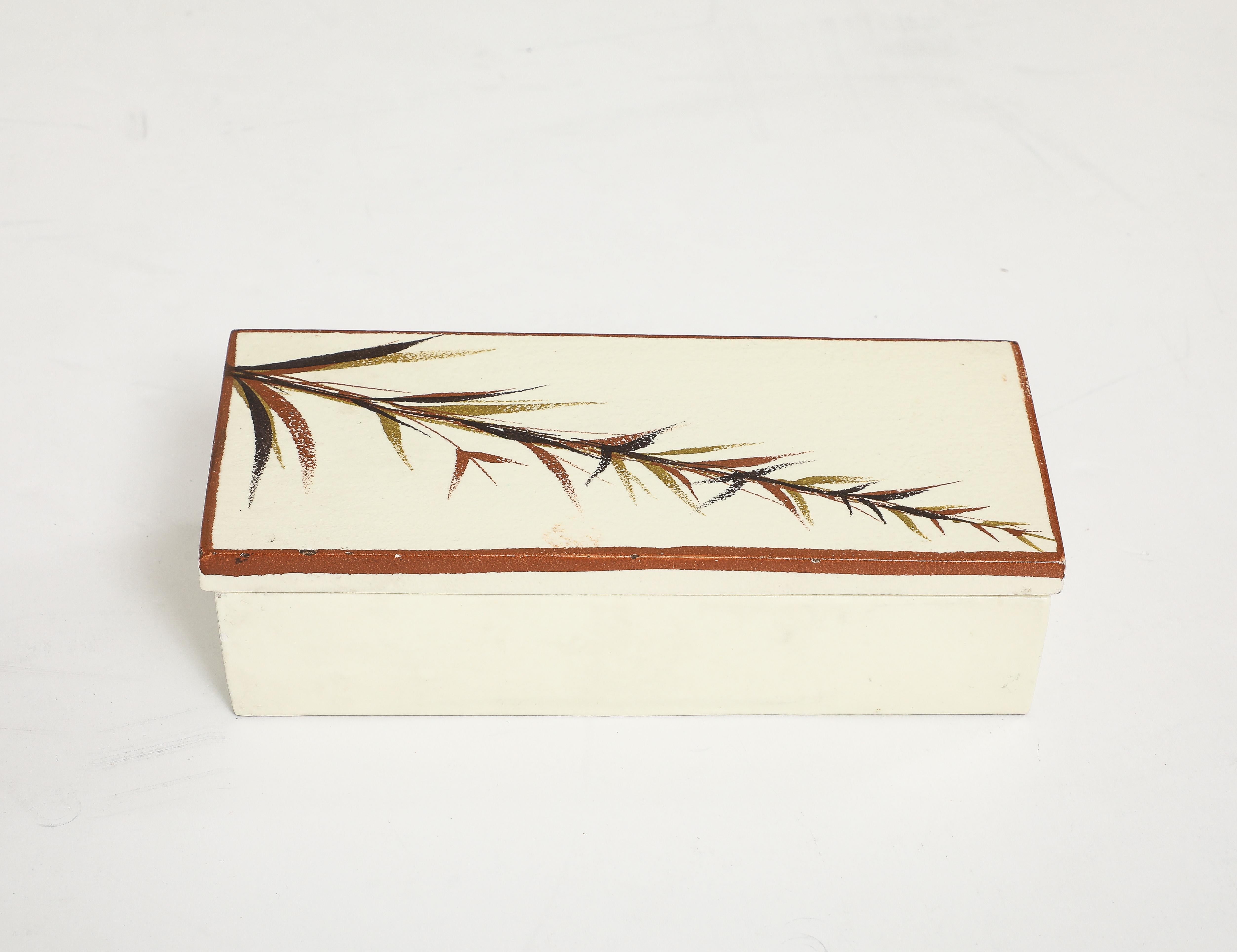 Italian Mid Century Fern Ceramic Box For Sale 4
