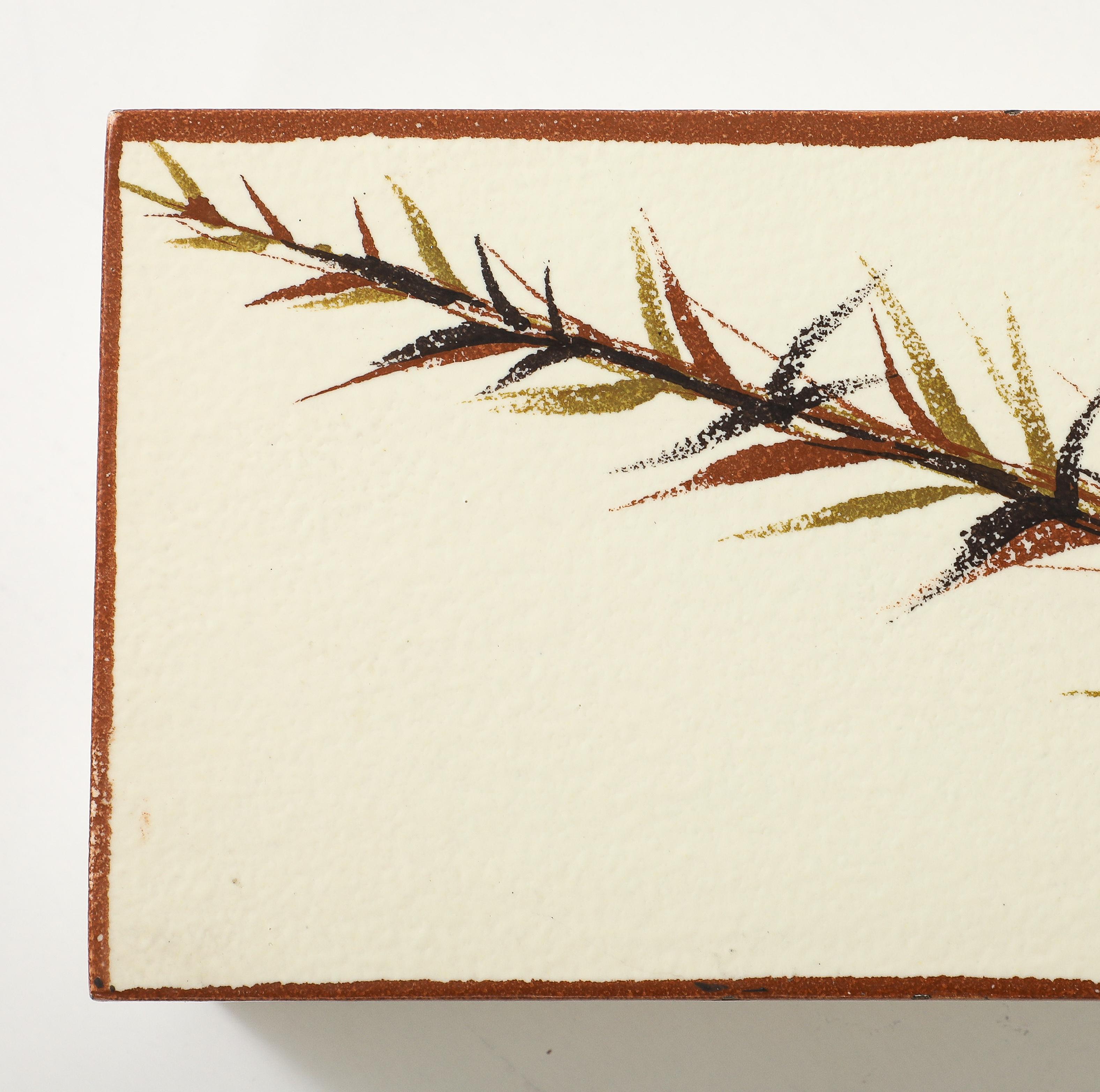 Italian Mid Century Fern Ceramic Box For Sale 6
