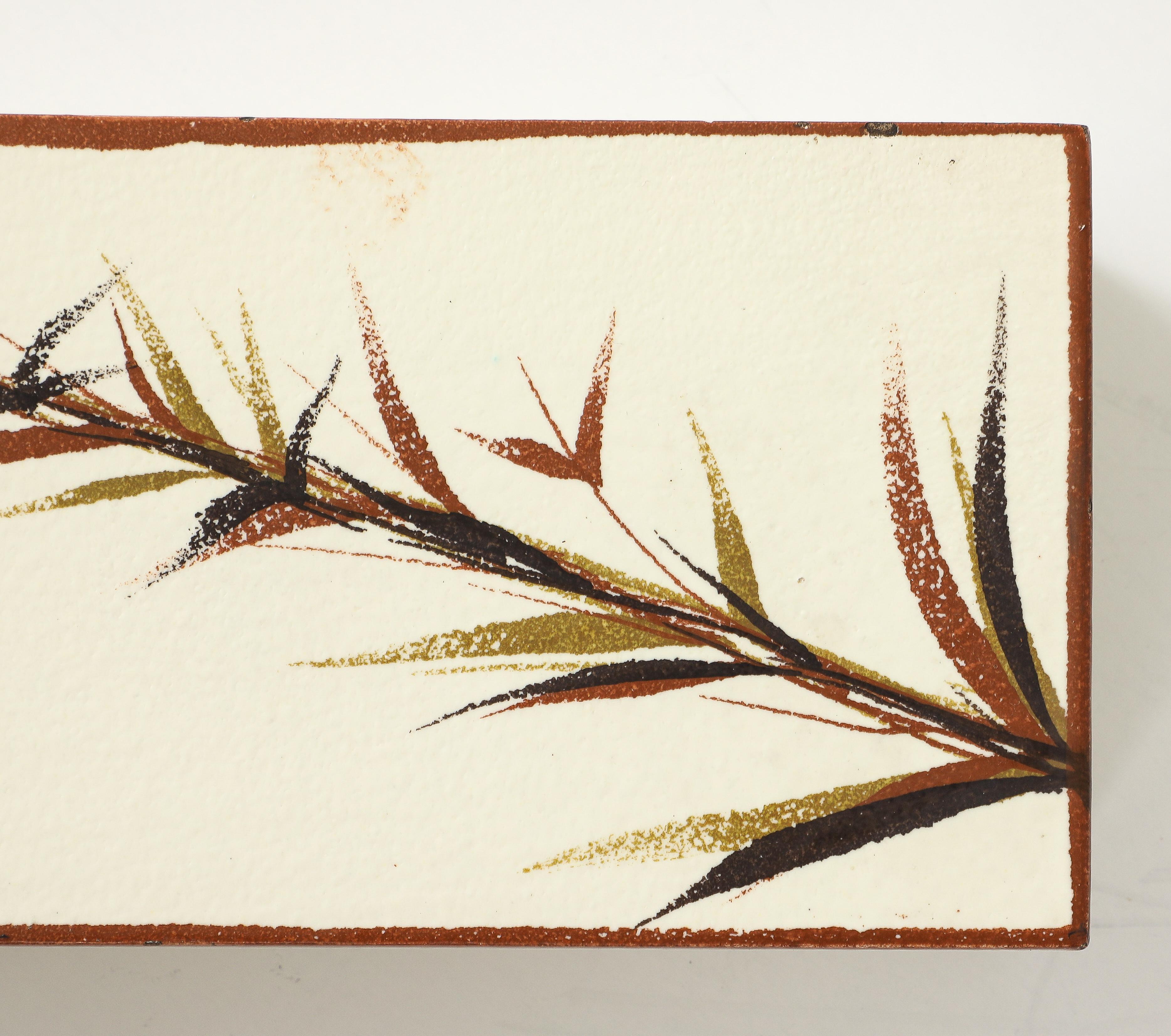 Italian Mid Century Fern Ceramic Box For Sale 7