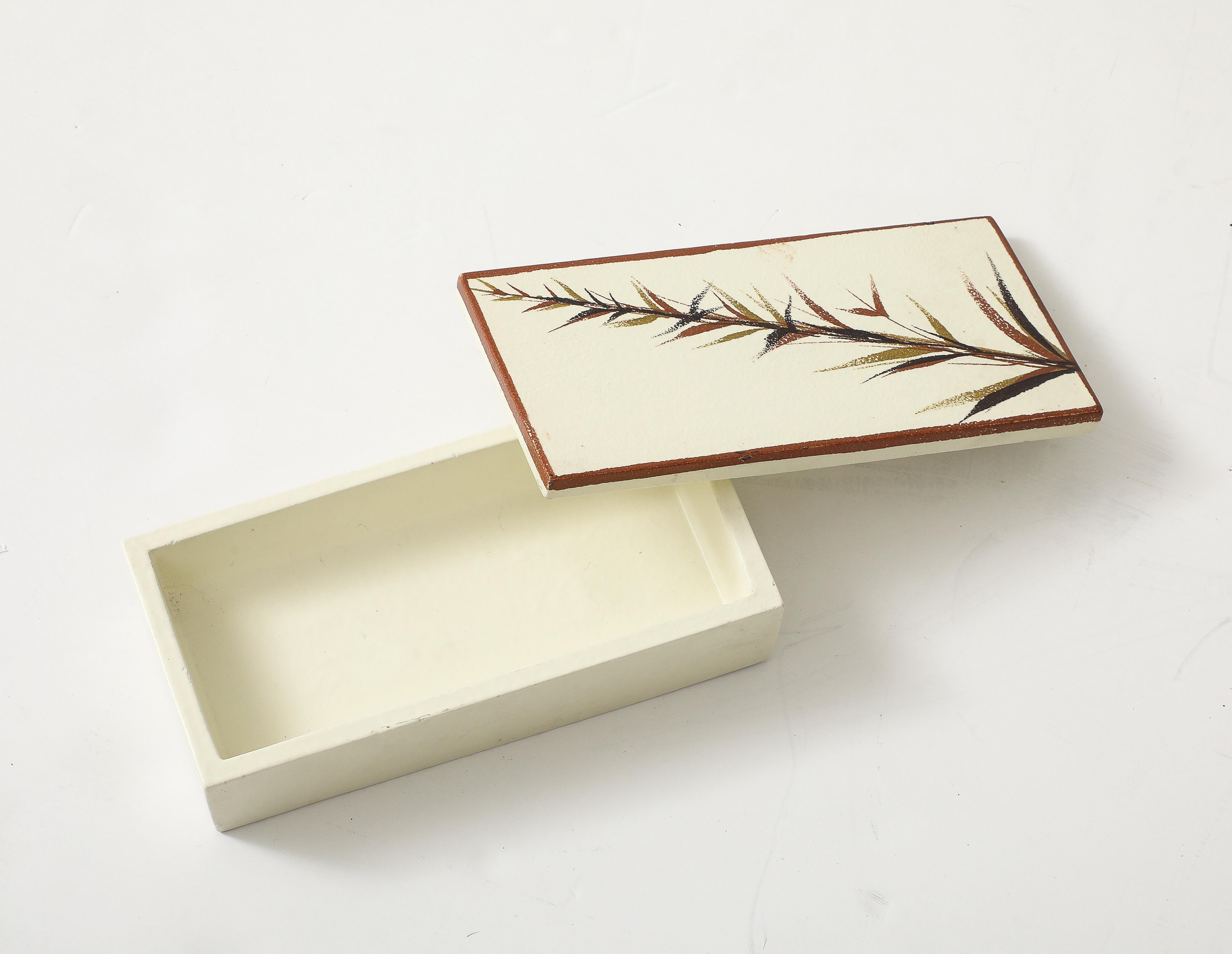 Italian Mid Century Fern Ceramic Box For Sale 8